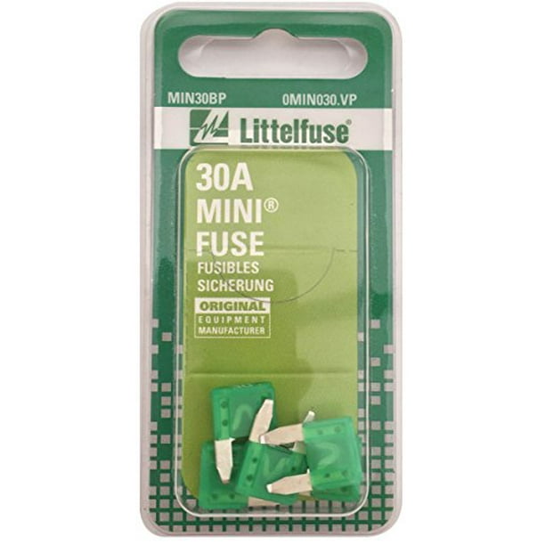 Littelfuse 0MIN030.VP MINI 32 Volt 30 Amp Carded Blade Fuse, Pack of 5 Littelfuse 0MIN030.VP MINI 32 Volt 30 Amp Carded Blade Fuse, Pack of 5